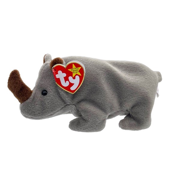 Ty Beanie Baby Babies SPIKE The Rhinoceros Rhino Original Vintage Plush RETIRED - Picture 1 of 10